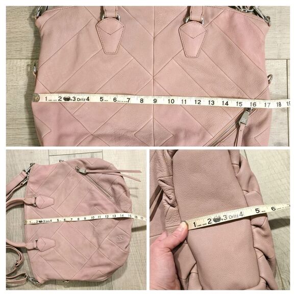 Christopher Kon Patchwork Leather Shoulder Bag Tote in Blush Pink - Picture 6 of 8